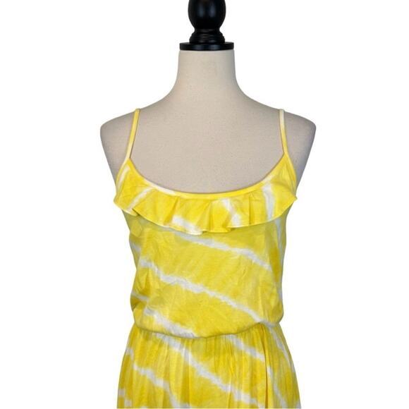 NWT LOFT Stripe Dress Ruffle Neckline Yellow Size S Sundress - Picture 2 of 7
